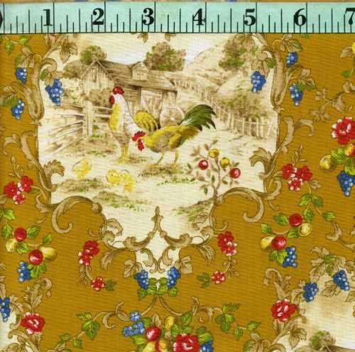 Provence Pastoral Scene on Yellow Provence Pastoral Scene on Yellow