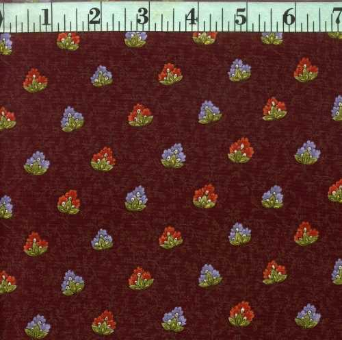 Provence Floral Blossom on Burgandy Provence Floral Blossom on Burgandy