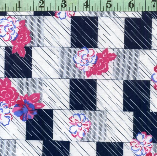 Dahlia Flowers in Blue Checkers