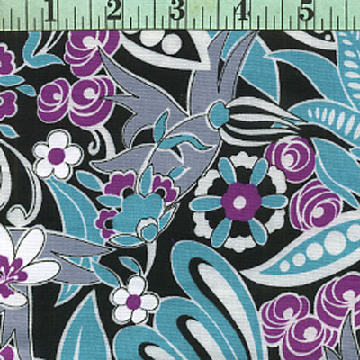 Flowers, Outline, Purple, Blue, Grey, Black