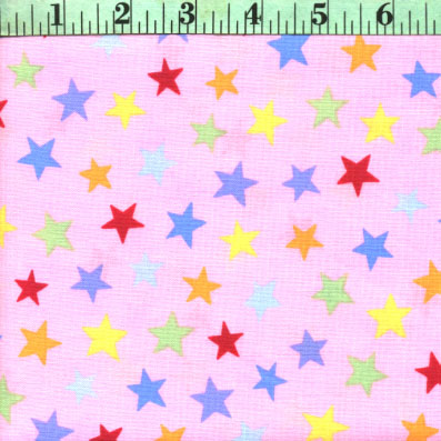 Stars, Multi on Light Pink