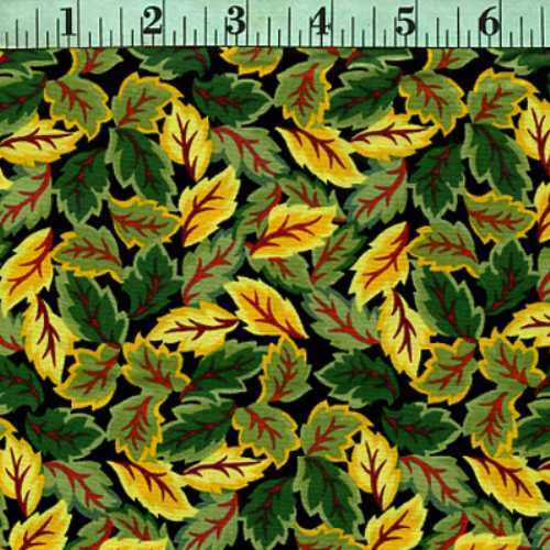 Leafy Cluster, Green, Yellow, Red on Black Leafy Cluster, Green, Yellow, Red on Black