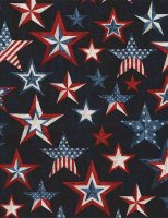 Red White Blue Patriotic Tie Dye Swirls and Stars Fabric Timeless Treasures