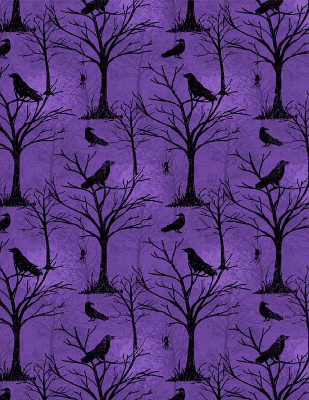 Halloween Purple Trees & Critters All Over | Moonlit Manor Colle