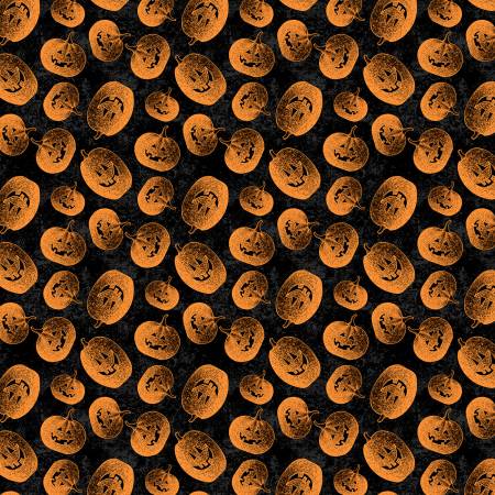 Halloween Pumpkin Patch Black/Orange Tossed Jack o' Lanterns | M