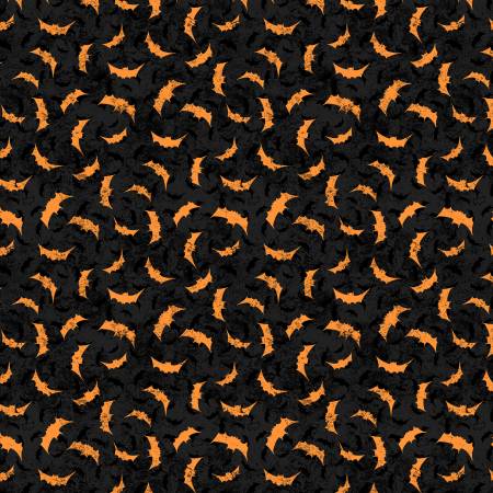 Halloween Orange Bats on Black | Moonlit Manor Collection by Lis