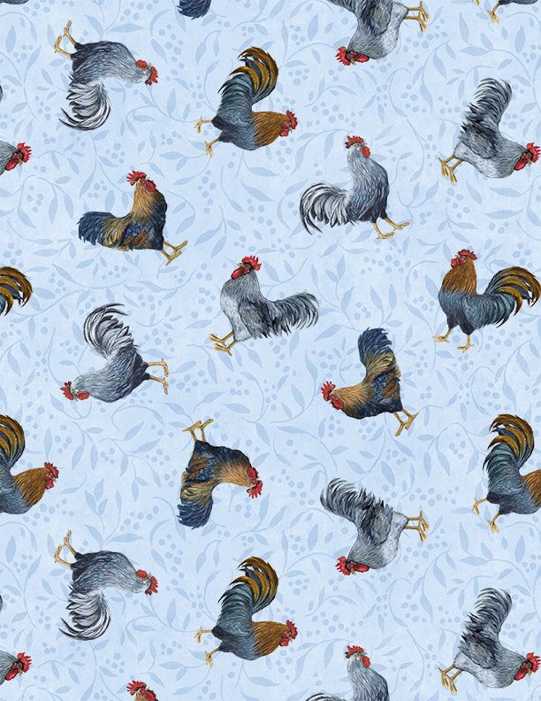 Rooster Toss Light Blue | Country Blue Collection by Susan Winge